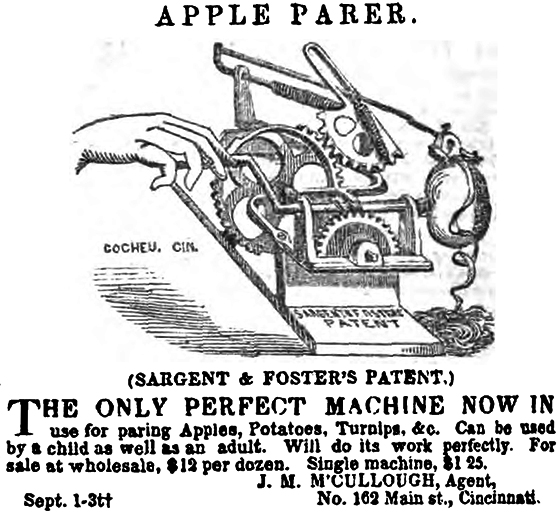Sargent & Foster's Patent Automatic Apple Parer