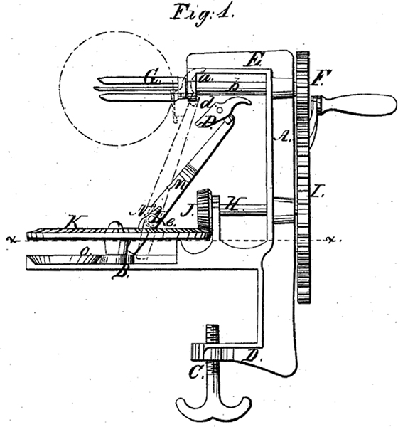 Keyes Patent Image for Turntable apple parer