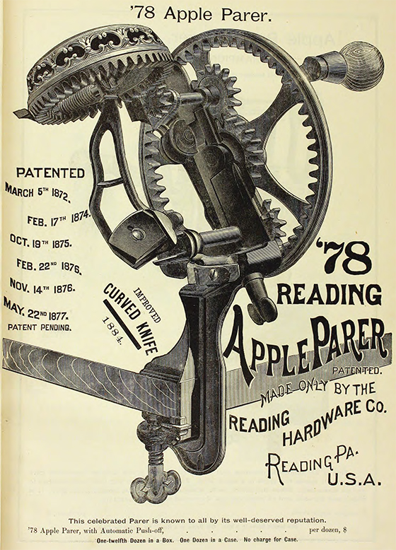 Reading 78 Apple Parer Ad 1885